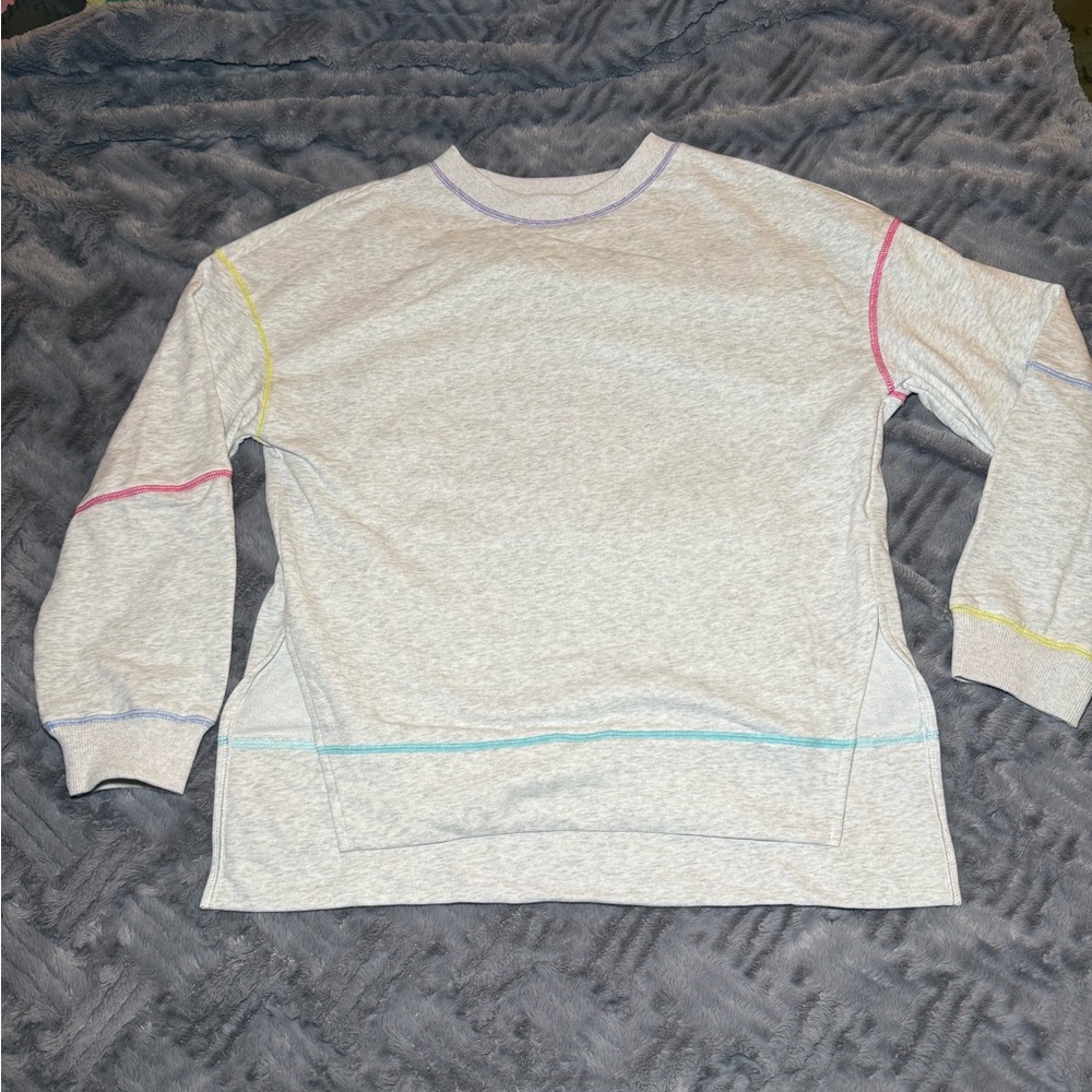 POPVIL Colorblock Grey Lightweight Crewneck Sweater